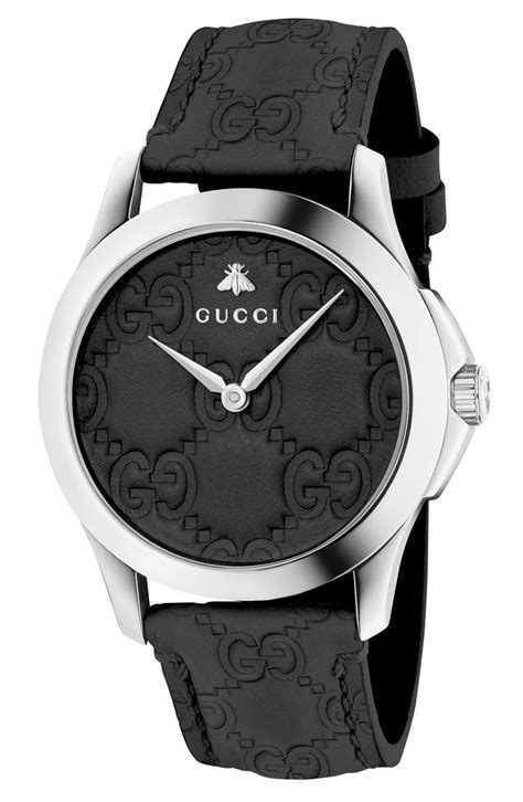 gucci g timeless mens black leather strap watch|g timeless watch 38mm gucci.